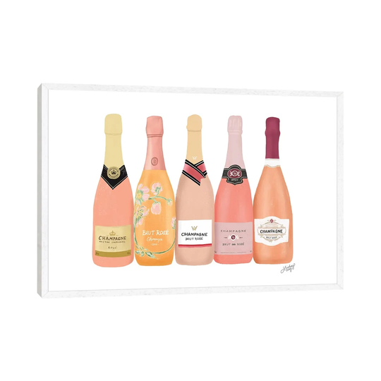 Rose Champagne Bottles by LindseyKayCo - Graphic Art Print on Canvas