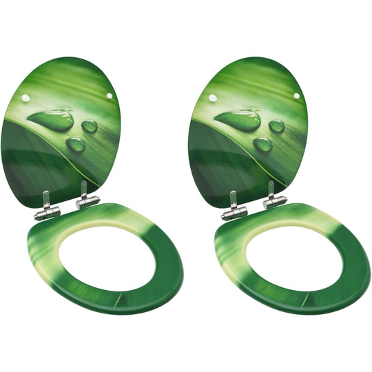 Wc Toilet Seats with Soft Close Lid 2 pcs mdf Green Water Drop Design - Green