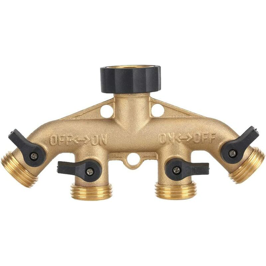 Perlerare - 3/4 Inch Brass 4 Hose Hose Splitter Nozzle Switch Hose Adapter Faucet Connectors for Garden Irrigation(European Thread)