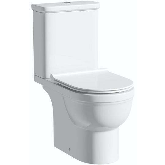 Elsdon close coupled toilet with soft close slim seat - White - Orchard