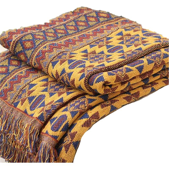 Ilovemilan - Bohemian Blanket Throw 90*180CM Pure Cotton Braided Boho Blankets Sofa Bedspread Patchwork Knitted Blanket