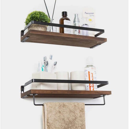 Floating Shelves Wall Mounted Storage Shelves For Kitchen, Bathroom,Set Of 2 Natural
