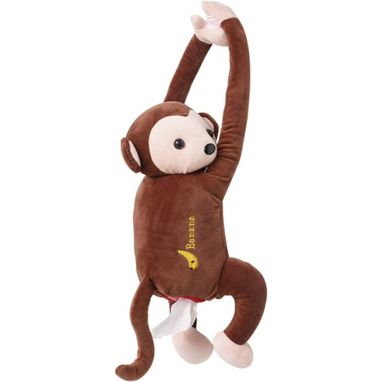 Plush Monkey Toy Style Tissue Box, Cartoon Paper Holder Napkin Box Paper Storage Box,brown