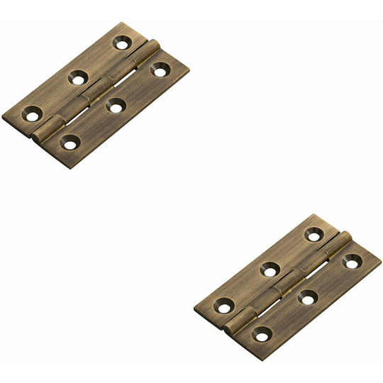 2x pair 64 x 35 x 2mm Cabinet Hinge Antique Brass Small Cupboard Door