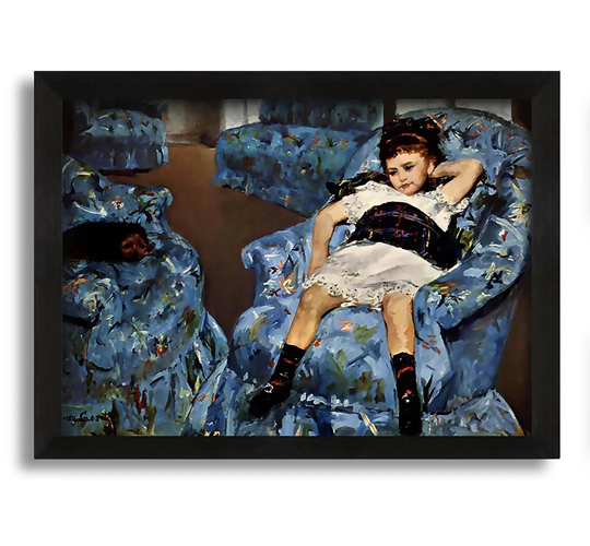 Small Girl in the Blue Armchair by Mary Cassatt - Picture Frame Graphic Art on Canvas