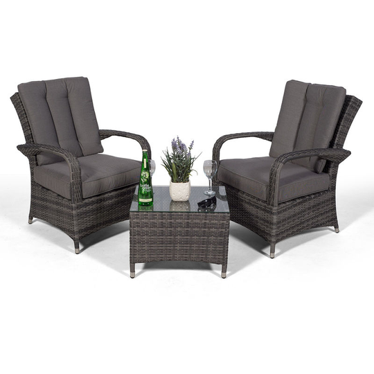 Arizona Rattan 2 Seat Arm Chair set & Small Glass Table + Cushions + Dust Cover Armchair Garden Patio Conservatory Lounge Furniture (Assembled)