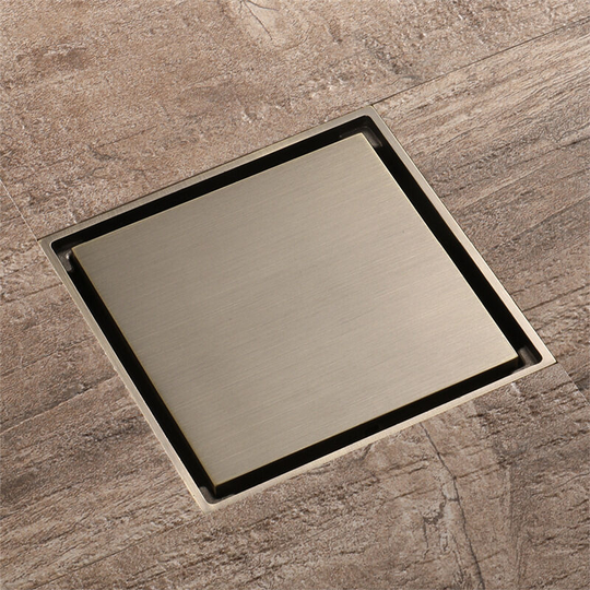 Deodorant floor drain, shower drain square invisible cover Pure copper floor drain with removable filter Green bronze