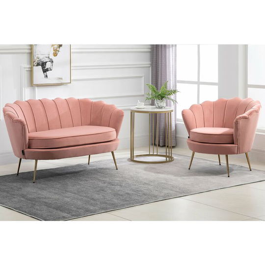 Retro Hollywood Glamour Ariel 2 Seater Sofa & Armchair in Coral Fabric