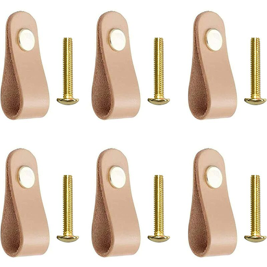 Perlerare - 6pcs Leather Cabinet Handles pu Leather Cabinet Door Handles Leather Drawer Handles Leather Cupboard Door Handles with Screws for Kitchen