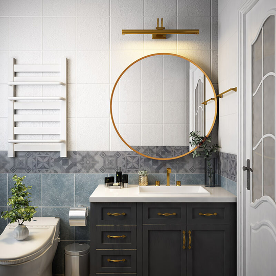 Round Bathroom Mirror Large Circle Mirror Wall Vanity Mirror Hanging Makeup Mirror Decoration for Bathroom Bedroom Living Room - 600mm Gold Framed