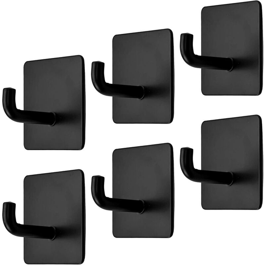 6 Pieces Adhesive Hook, Stainless Steel Bathroom Wall Hook, Self Adhesive Hook No Trace, Waterproof and Oilproof Towel Holder for Kitchen Living