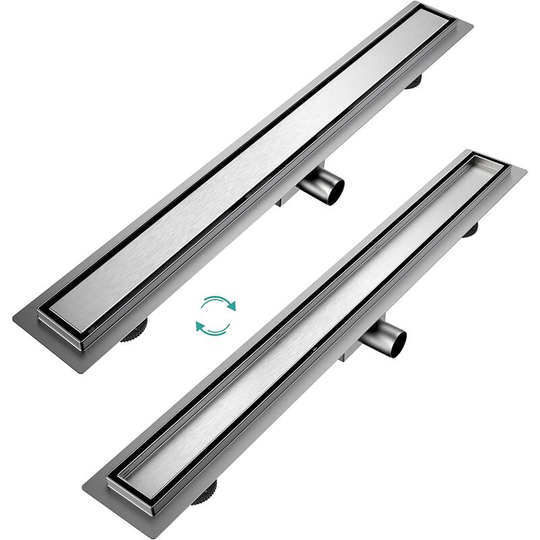 Shower Drain Linear Drain 2-in-1 Tile Insert Linear Floor Shower Drain, Stainless Steel Channel Drain, with High Flow Capacity Odor Stop and Hair