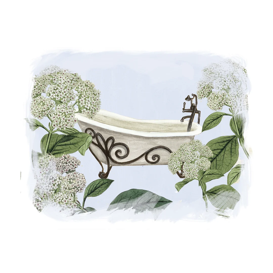 White Flower Bathtub - Wrapped Canvas Painting Print