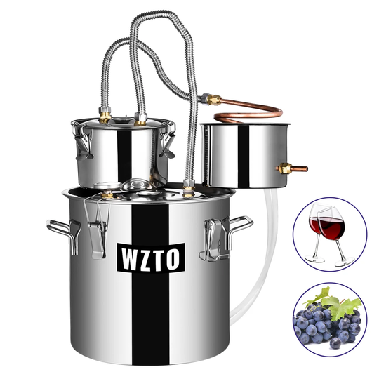 Moonshine Still Alcohol Distiller 5Gal 20L Copper Tube Home Brew Kit Oil Boiler Stainless Steel For DIY Whisky