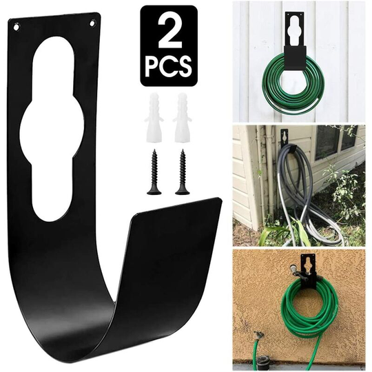 Garden Hose Hook Heavy Duty Wall Mount Faucet Holder Metal Bracket 150 Feet (2 Pack)