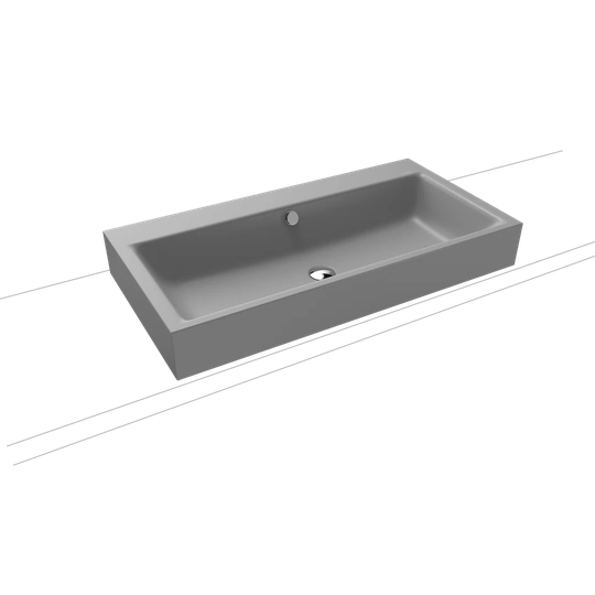 Puro Cool Grey Steel Enamel Rectangular Countertop Bathroom Sink with Overflow