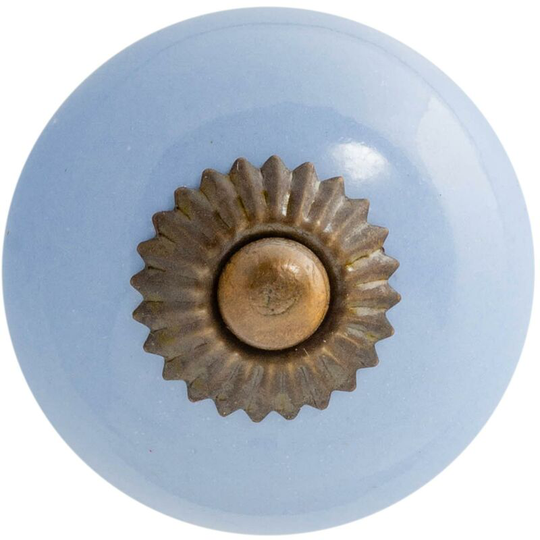 Round Ceramic Cabinet Knob - Blue - Nicola Spring