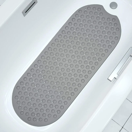 Kartokner - 39x16 In Non Slip Bathtub Mat, with Suction Cups Drain Holes, Machine Washable, Gray