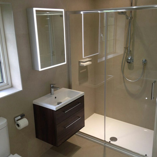 Qubic 50 Aluminium led Single Door Bathroom Cabinet 700mm h x 500mm w x 130mm d - HIB