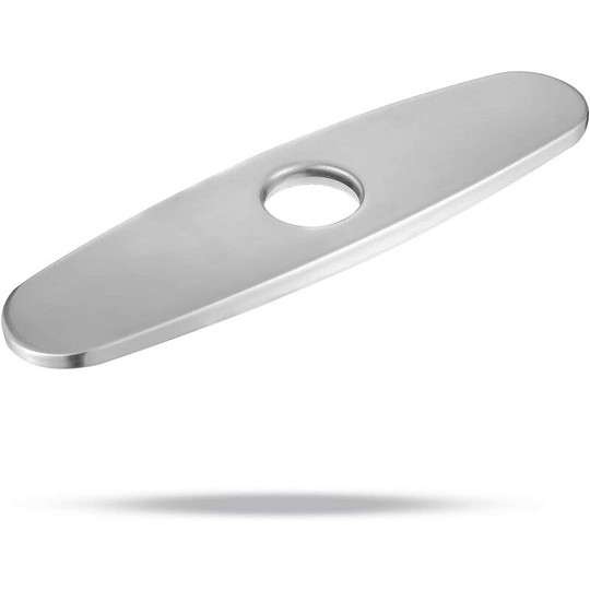 Escutcheon Plate, Brushed Nickel Faucet Hole Cover Stainless Steel deck plate for 1 or 3 Hole Kitchen Laundry Sink Faucet 10 inch base plate