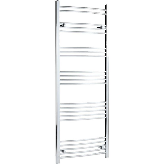 Duratherm - Dual Fuel Heated Towel Rail Chrome Designer Curved Thermostat Electric 1600x600 - Silver