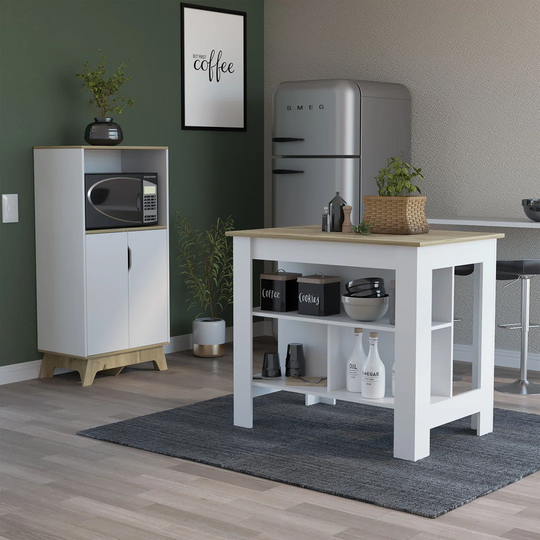Set Linea Z Kitchen, Auxiliary Microwave Cabinet Z-65 + Kitchen Island Cala