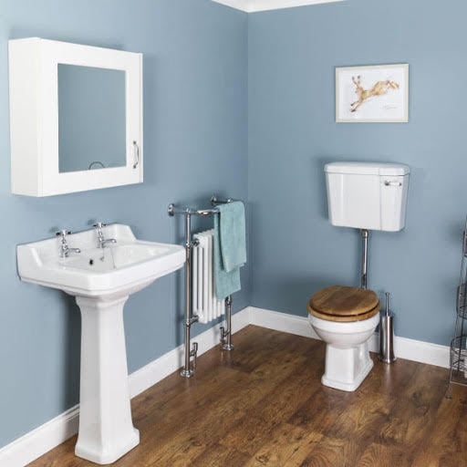 Park Lane Windsor Bathroom Suite Low Level Toilet and Oak Toilet Seat