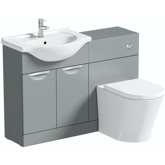 Elsdon stone grey 1155mm combination with contemporary back to wall toilet and seat - Grey - Orchard