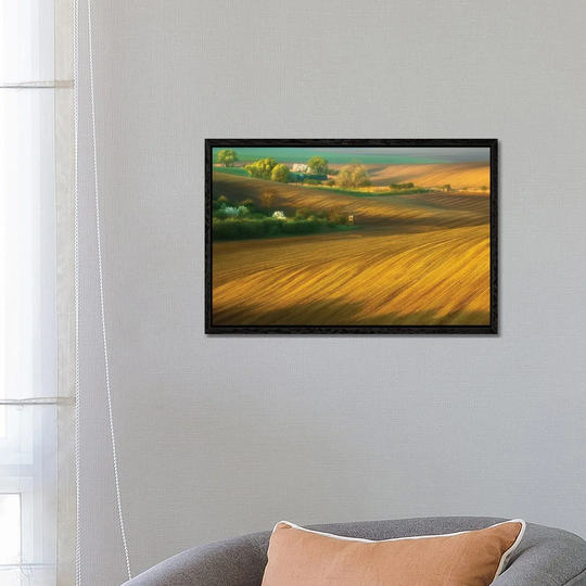 Fields by Krzysztof Browko - Floater Frame Painting on Canvas