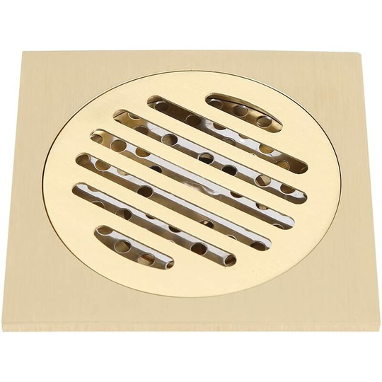4 Inch Brass Floor Drain, Hair Catcher for Shower Square Anti-odor Drain with Removable Strainer, Bathroom Shower Drain Protector Waste Grate