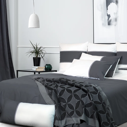 Housse De Couette Capri Ardoise Blanc Pur Coton Bio