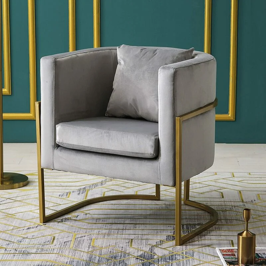 Cherry Tree Furniture gracie Velvet Armchair Tub Chair with Cushion & Metal Frame Grey - Grey