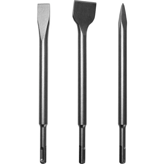 Bette Chisel Set 3-piece box: Large Burin, Flat Burin, Pointed Burin. For removing concrete and tiles from floors and walls. (Large Curve Chisel)