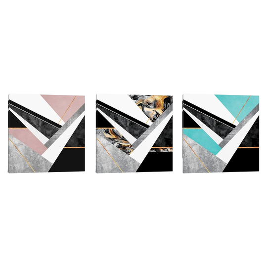 'Lines and Layers Triptych' 3 Piece Graphic Art Set on Wrapped Canvas