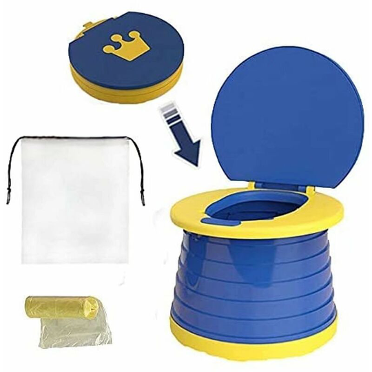 Folding Children's Toilet,Children's Toilet Seat,Portable Baby Potty Seat,Indoor Outdoor Travel Potty Baby Training with Travel Bag, BR-Life (Blue)