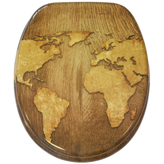 World Map Elongated Toilet Seat