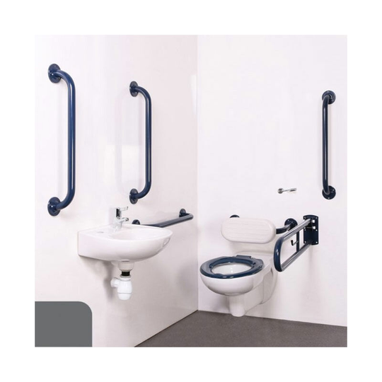 Nyma pro Wall Hung Doc m Pack Concealed Fixings White - 5 x Dark Grey Grab Rails - Nymas