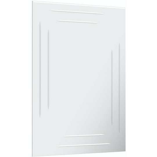 Bevelled edge rectangular mirror with etching 60 x 45cm - Silver - Accents