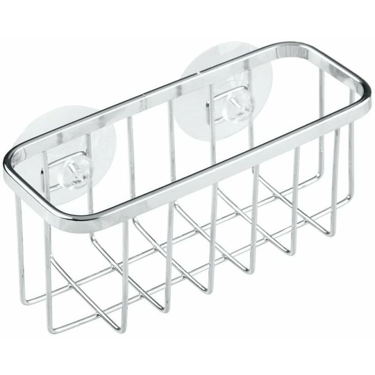 Perlerare - sponge holder, stainless steel crockery storage basket for sponges, tea towels, etc., drainer with suction cups, silver