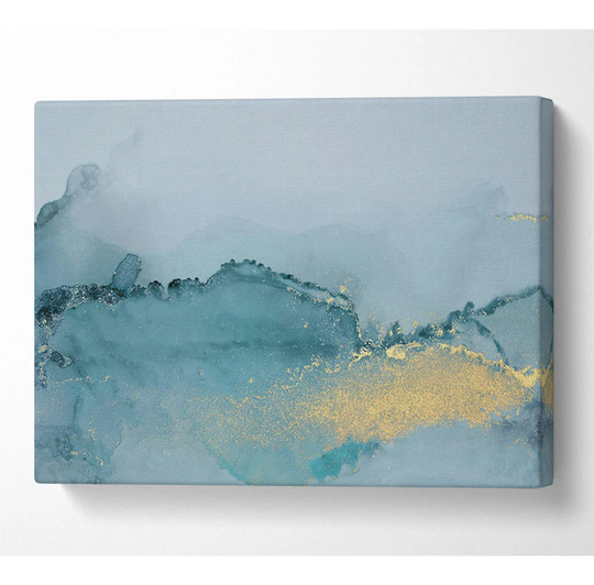 Glitter Gold on Blue - Wrapped Canvas Graphic Art