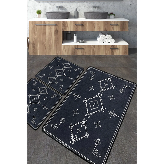 Frankllin 3 Piece Rectangle Bath Rug Set