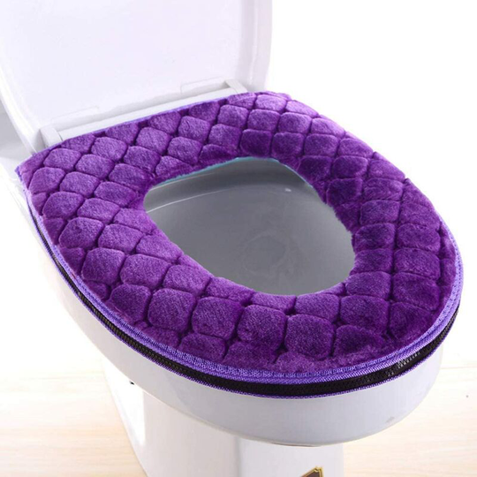 Toilet seat cover, washable soft warm bathroom cushion