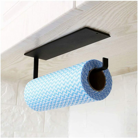 Perlerare - Self Adhesive Tissue Holder - Mounts to Wall or Under Cabinet/Sink/Refrigerator - Suitable for Bathroom and Kitchen (black)