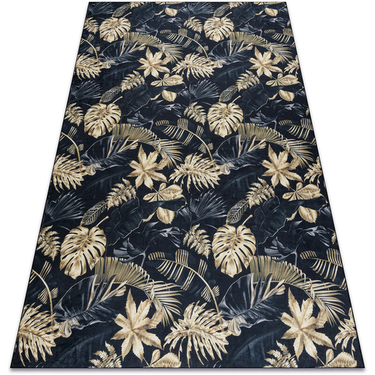 Andre 1311 washing carpet Monstera leaves anti-slip - black / gold black 160x220 cm
