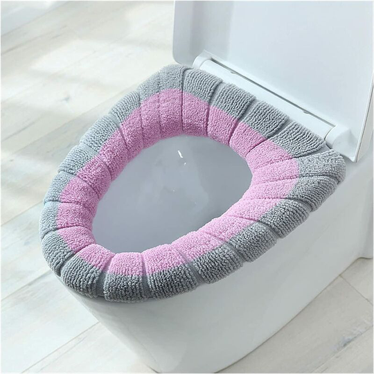 Toilet Seat Cushion Thickened Toilet Seat Soft Washable Seat Cushion Household Bathroom Bathroom Seat Cushion(Gray and Pink)