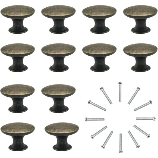 Door Knobs Set of 12 Drawer Knobs 31mm Vintage Brass Handles Furniture Cabinet Knobs for Kitchen Cupboards