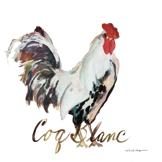 Coq Blanc on White by Marilyn Hageman - Wrapped Canvas Painting