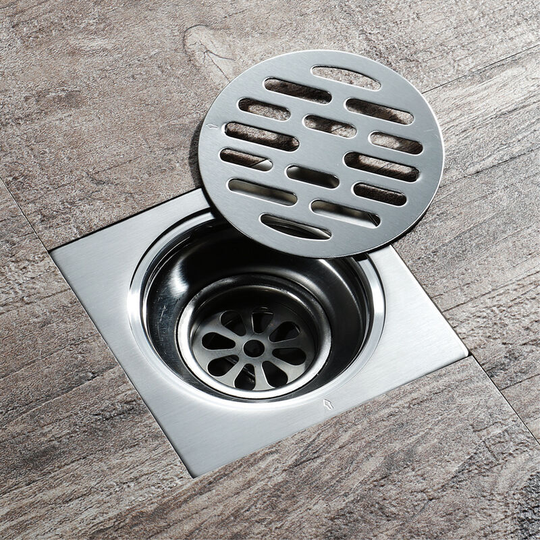 Square Shower Drain Stainless Steel With Removable Round Rotary Pattern Cover Floor Drain Anti-odor Bathroom Large Caliber