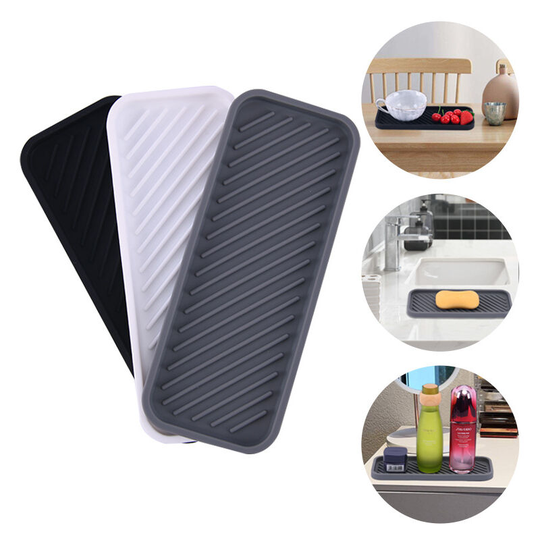3 PCS Silicone Sink Organizer Silicone Tray for Kitchen and Bathroom Non-Slip Reusable Suitable for Kitchen Bathroom and Office Ballpoint Pen Brush