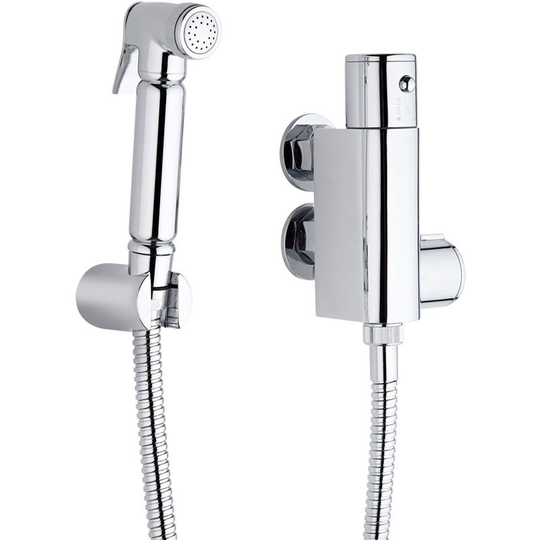 Mirage - Modern Thermostatic Douche Shower Toilet Kit with Wall Bracket - Chrome - Milano